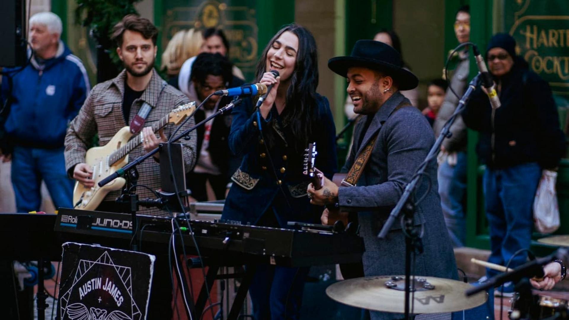 Musicians performing live