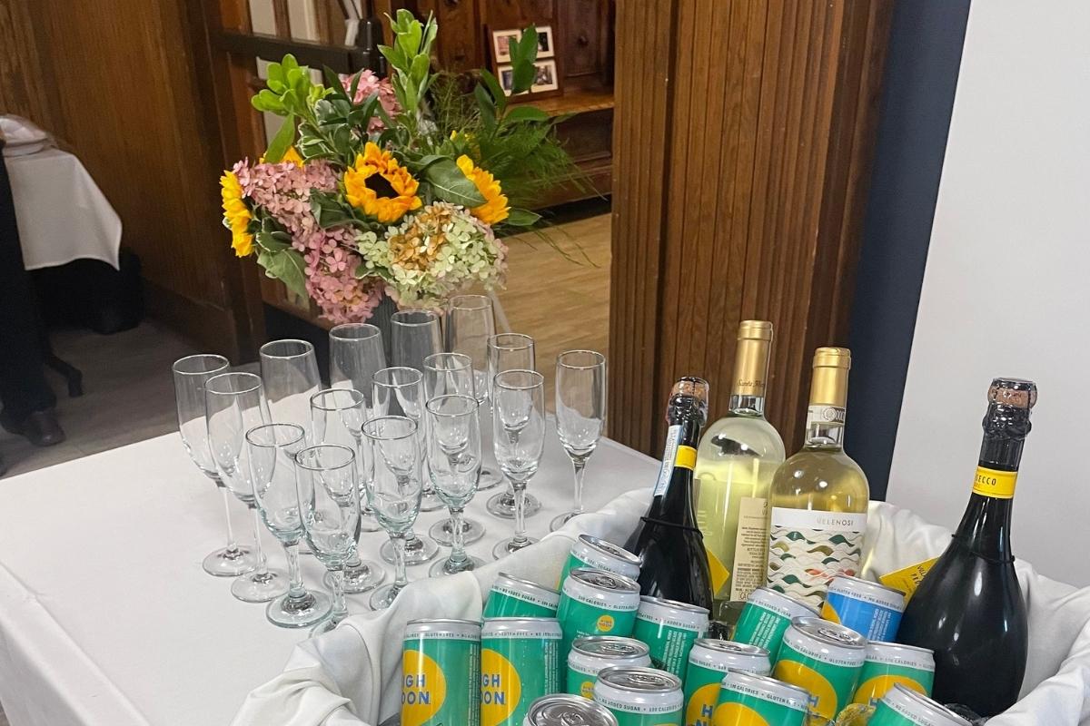 A variety of alcoholic beverages served at a Gather55 catering event in Hartford, CT